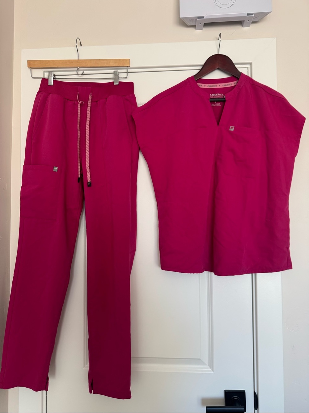 Figs Women's Scrub Set in Hot Pink - Drawstring Jogger & V-Neck Top